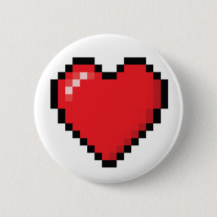 Badge Rond 5 Cm Coeur rouge de jeu vidéo de Pixelated