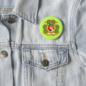 Badge Rond 5 Cm Coeur rouge de vert de cheveux (En situation)