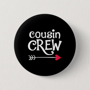 Badge Rond 5 Cm Coeur Rouge Et Flèche Cousin Équipage Enfants Et F