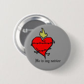 Badge Rond 5 Cm Coeur sacré (Devant & derrière)