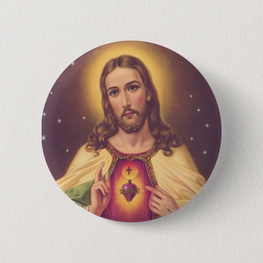 Badge Rond 5 Cm Coeur sacré de Jésus (Devant)