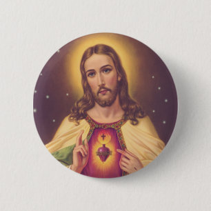 Badge Rond 5 Cm Coeur sacré de Jésus