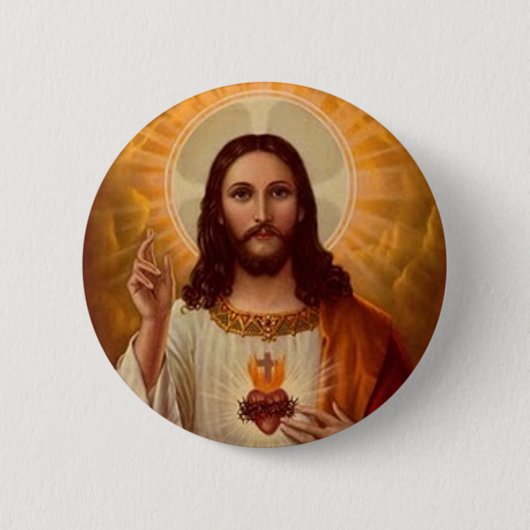 Badge Rond 5 Cm Coeur sacré de Jésus (Devant)