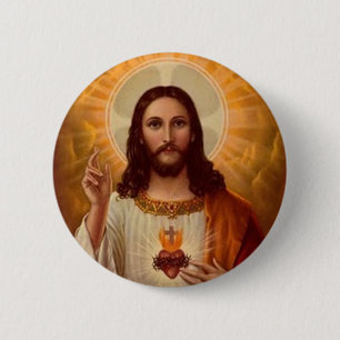 Badge Rond 5 Cm Coeur sacré de Jésus
