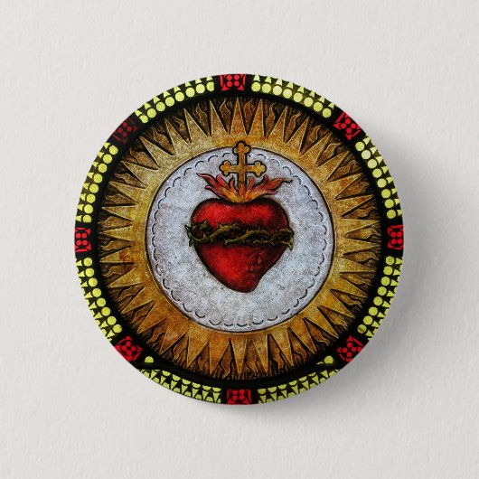 Badge Rond 5 Cm Coeur sacré d'insigne de Jésus (Devant)