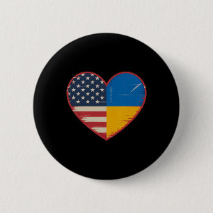 Badge Rond 5 Cm Cœur Usa Ukraine - Double Nationalité 2