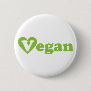 Badge Rond 5 Cm Coeur végétalien de vert des textes
