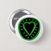 Badge Rond 5 Cm Coeur vert et noir -1- (Devant & derrière)