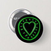 Badge Rond 5 Cm Coeur vert et noir -2- (Devant & derrière)