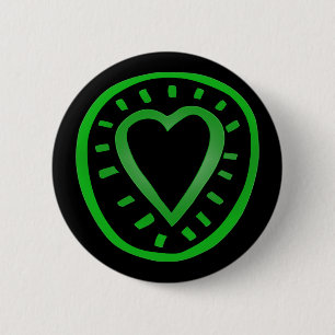 Badge Rond 5 Cm Coeur vert et noir -2-