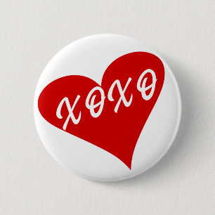 Badge Rond 5 Cm Coeur XOXO Baisers Hugs Pin Saint Valentin