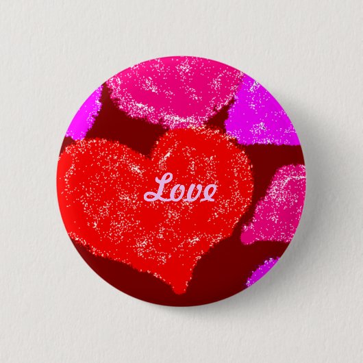 Badge Rond 5 Cm Coeurs (Devant)