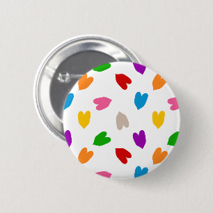 Badge Rond 5 Cm Cœurs Amour Motif Design Blanc Coloré