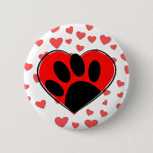 Badge Rond 5 Cm Coeurs Amoureux de les chiens partout (Devant)