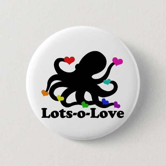 Badge Rond 5 Cm Coeurs arc-en-ciel Octopus beaucoup d'amour (Devant)