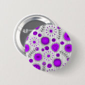 Badge Rond 5 Cm Coeurs blancs violet blanc Whimsical et fleurs flo (Devant & derrière)