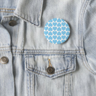 Badge Rond 5 Cm Coeurs Bleus Motif, Romantique, Amour
