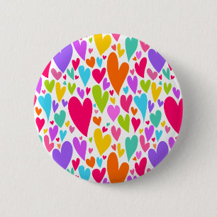 Badge Rond 5 Cm Coeurs colorés super et romantiques Saint-Valentin