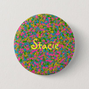 Badge Rond 5 Cm Coeurs Confetti