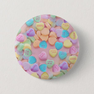 Badge Rond 5 Cm coeurs de bonbons valentines