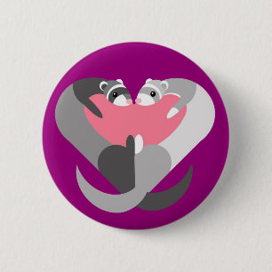 Badge Rond 5 Cm Coeurs de bouton de furets