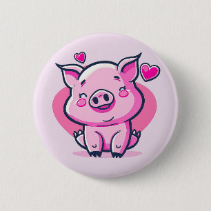 Badge Rond 5 Cm Coeurs de cochon rose joyeux Valentine Inspiré