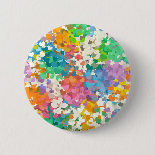 Badge Rond 5 Cm Cœurs de Confettis Pastels