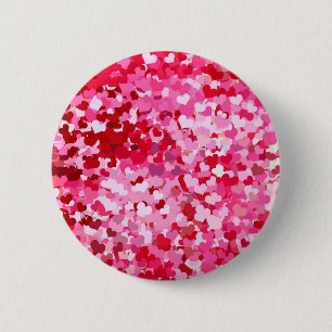 Badge Rond 5 Cm Cœurs de confettis roses