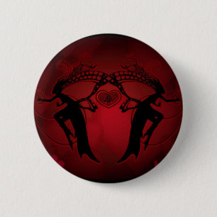 Badge Rond 5 Cm Coeurs de Faery rouges