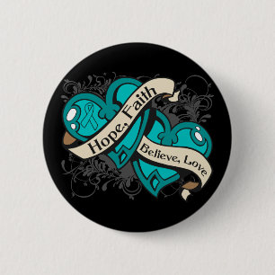 Badge Rond 5 Cm Coeurs de foi d'espoir de myasthénie gravis