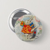 Badge Rond 5 Cm Coeurs de lapin blanc Alice Classic (Devant & derrière)