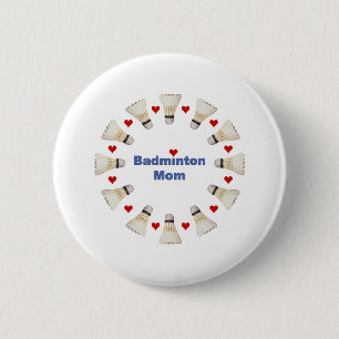 Badge Rond 5 Cm Coeurs de maman de badminton