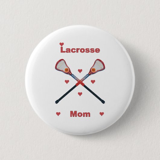 Badge Rond 5 Cm Coeurs de maman de lacrosse (Devant)
