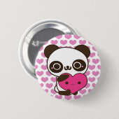 Badge Rond 5 Cm Coeurs de panda (Devant & derrière)