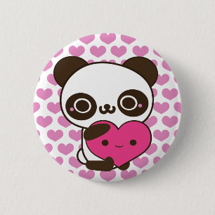 Badge Rond 5 Cm Coeurs de panda