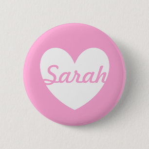 Badge Rond 5 Cm Coeurs de polka blanc sur Cotton Candy rose