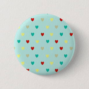 Badge Rond 5 Cm Coeurs de polka minuscules sur le vert de la mer