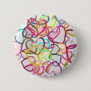 Badge Rond 5 Cm Coeurs de sucrerie