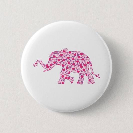 Badge Rond 5 Cm Coeurs d'éléphant rose et pourpre (Devant)