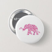 Badge Rond 5 Cm Coeurs d'éléphant rose et pourpre (Devant & derrière)