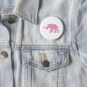 Badge Rond 5 Cm Coeurs d'éléphant rose et pourpre (En situation)