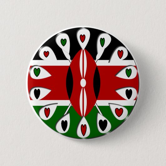 Badge Rond 5 Cm Coeurs du Kenya (Devant)