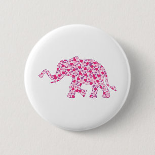 Badge Rond 5 Cm Coeurs-éléphants-roses (1)