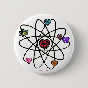 Badge Rond 5 Cm Coeurs Empreintes de léopard de Valentine atomique