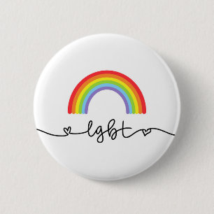 Badge Rond 5 Cm Coeurs et arcs-en-ciel LGBT
