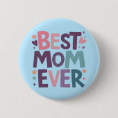 Badge Rond 5 Cm Coeurs et fleurs mignons Meilleure maman jamais (Devant)