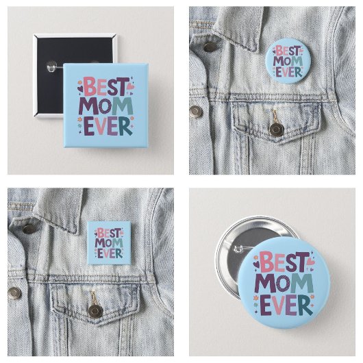 Badge Rond 5 Cm Coeurs et fleurs mignons Meilleure maman jamais