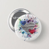 Badge Rond 5 Cm Coeurs Et Lavages Mets En Aquarelle 6 Cm Tour B (Devant & derrière)