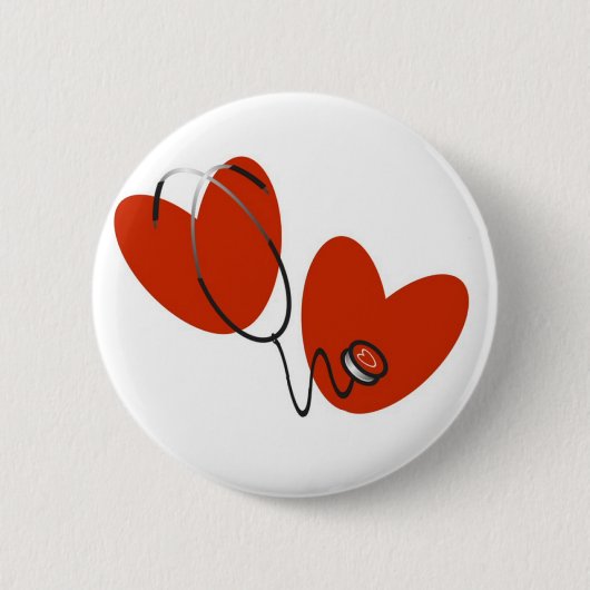 Badge Rond 5 Cm Coeurs et T-shirts et cadeaux de stéthoscope (Devant)
