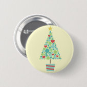 Badge Rond 5 Cm Coeurs mignons pastel moderne sapin de Noël (Devant & derrière)
